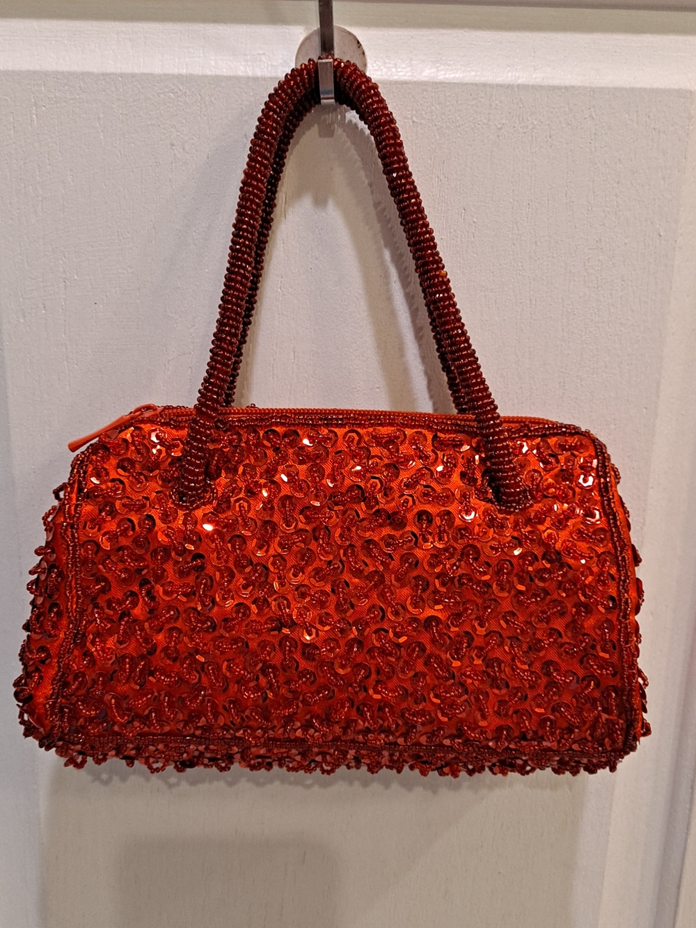 Bijoux Terner Y2k Vintage Cherry Red Sequin Quartz Beaded Mini Top-Handle Bag - Picture 1 of 14